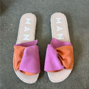 Manebi Hampton Knot Pink and Orange Women's Slide Sandals